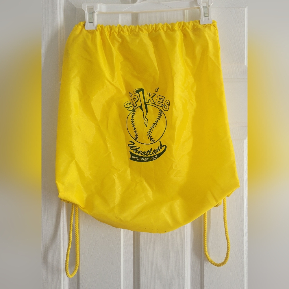 Yellow Spikes Softball drawstring bag